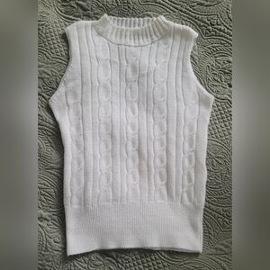 VINTAGE White Cable Knit Sleeveless Top